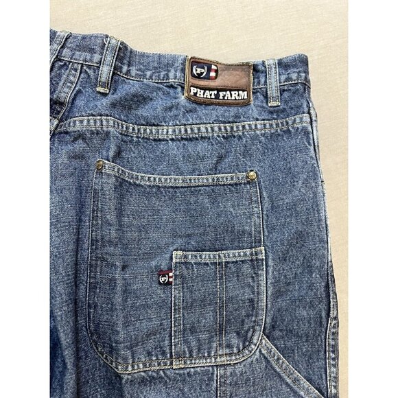 Vintage Y2K Phat Farm Jeans 39x32 Skater Carpenter Cargo Baggy Hammer Loop. - Picture 5 of 11